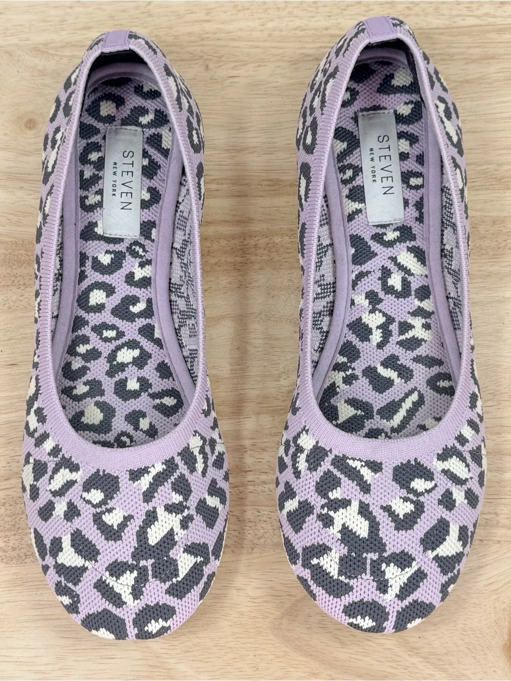 Steven Steve Madden Leopard Print Knit Ballet Flats Lilac Purple Size 8